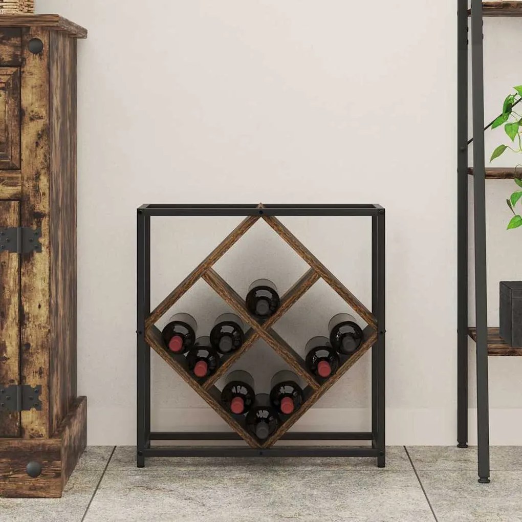 vidaXL Ραφιέρα Κρασιού Καπνιστή Δρυός 51x18x52,5 εκ. Κατασκευασμένο Ξύλο