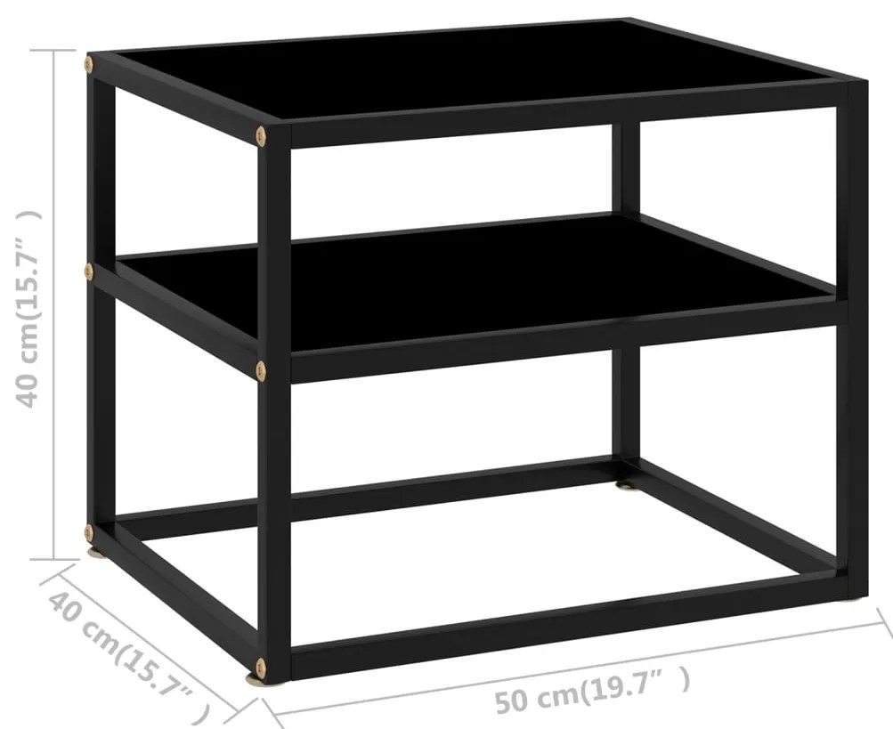 vidaXL 322852 Console Table Black 50x40x40 cm Tempered Glass