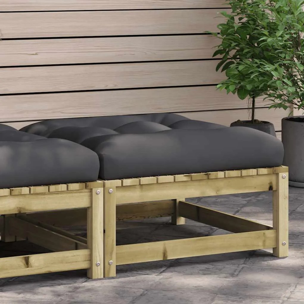 vidaXL Υποπόδιo Κήπου με Μαξιλάρι από Εμποτισμένο Ξύλο Πεύκου