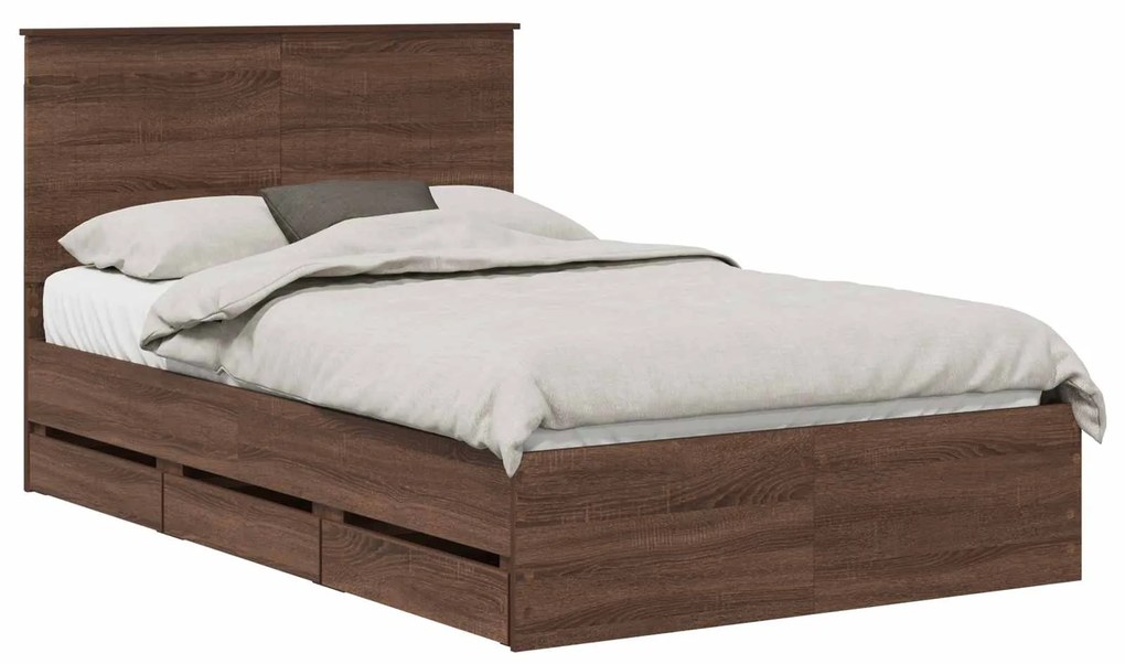 vidaXL Σκελετός Κρεβατιού Καφέ δρυς 120 x 200 cm Μηχανήματος Ξύλο