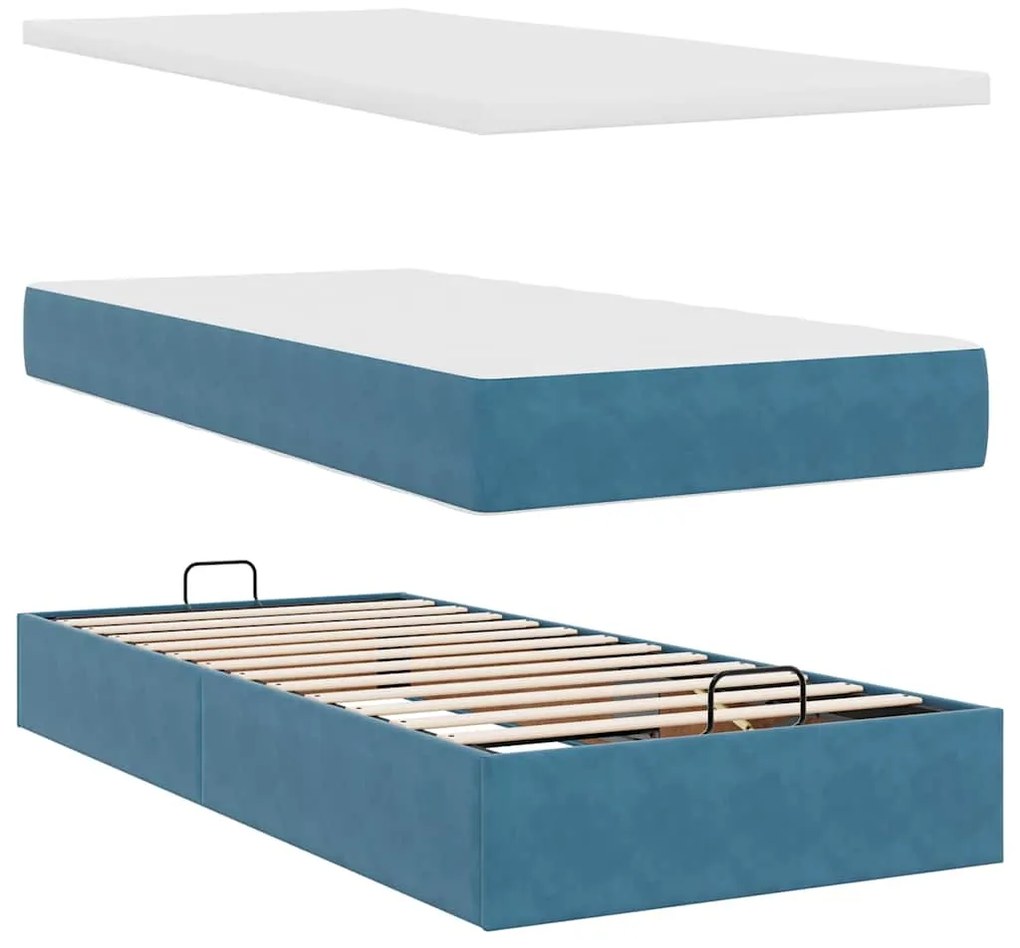 Οθωμανικό κρεβάτι με στρώμα σκούρο μπλε 80x200cm Velvet 3311883
