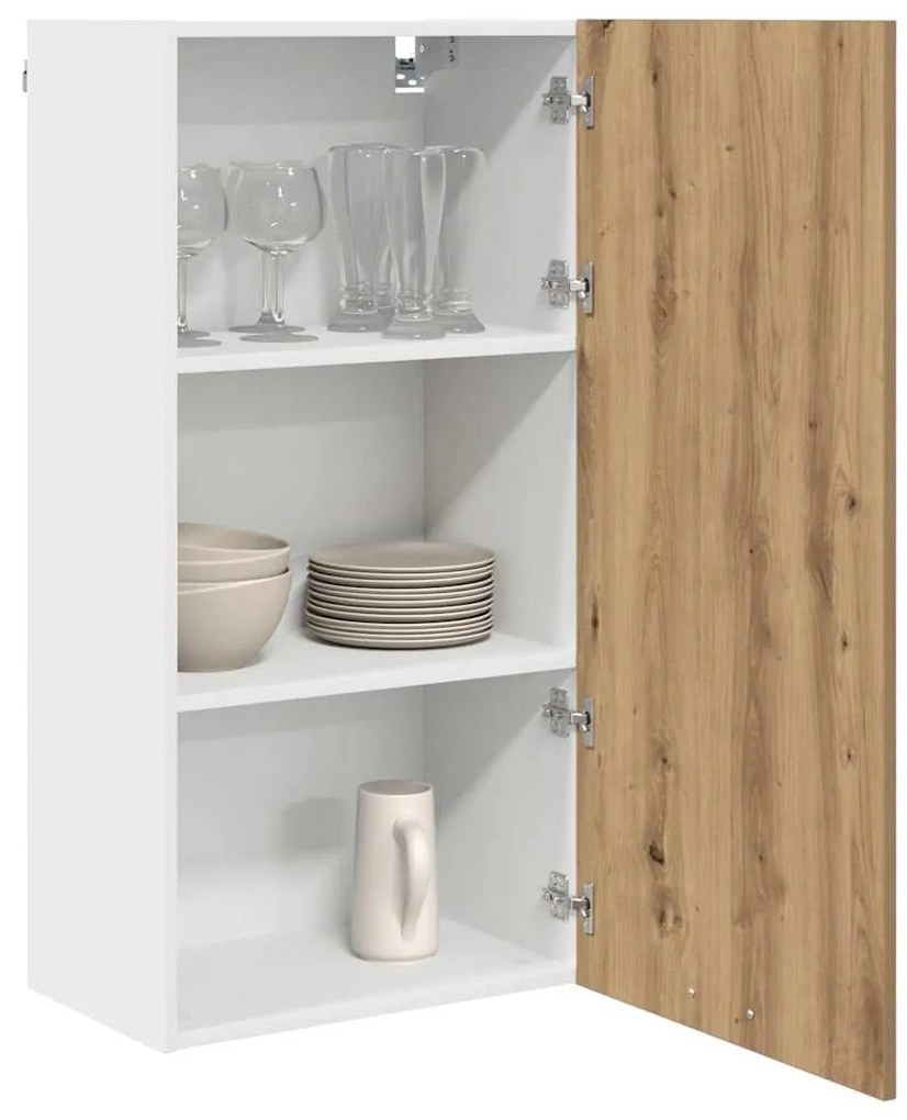 vidaXL Κρεμαστό ντουλάπι Χειροποίητη Δρυς και Λευκό 50 x 31 x 100 εκ.