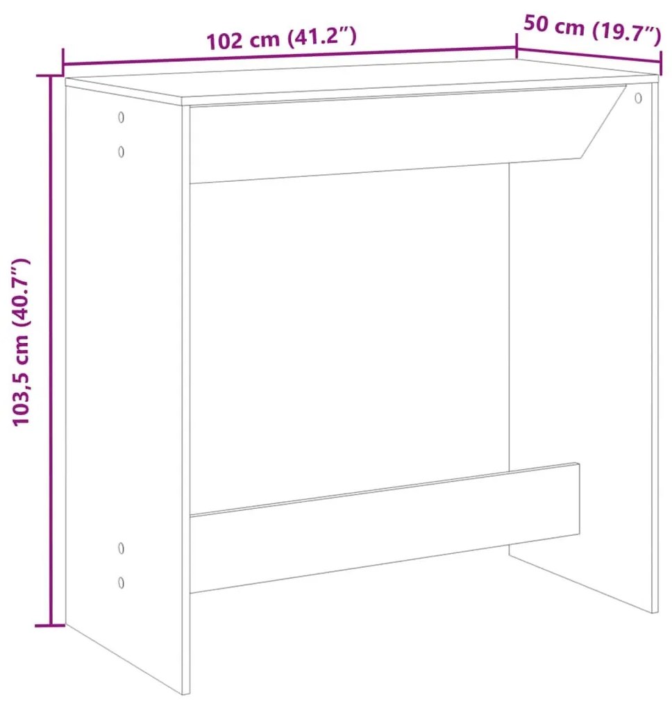 Τραπέζι Μπαρ Καφέ Δρυς 102x50x103,5εκ. Επεξεργ. Ξύλο - Καφέ