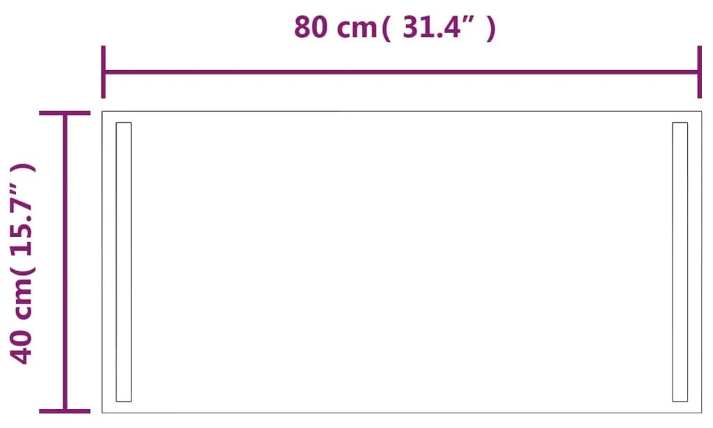 vidaXL Καθρέφτης Μπάνιου με LED 40x80 εκ.