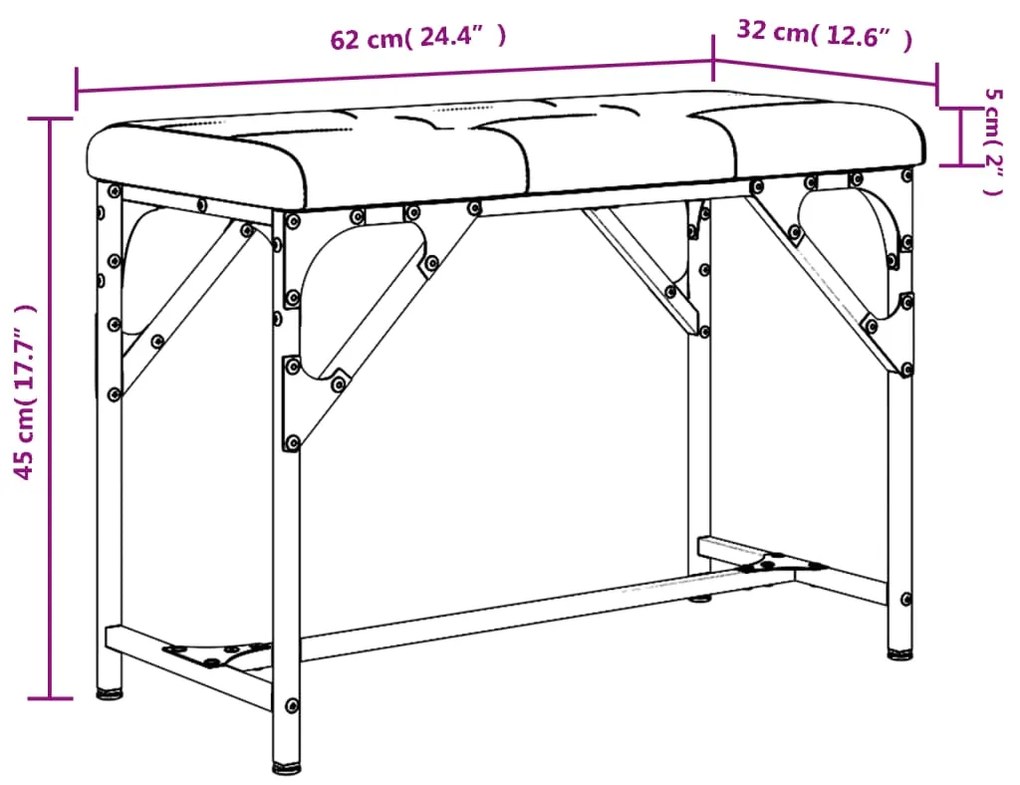 Πάγκος Τραπεζαρίας Μαύρος 62x32x45 εκ. Ατσάλι / Συνθετικό Δέρμα - Μαύρο