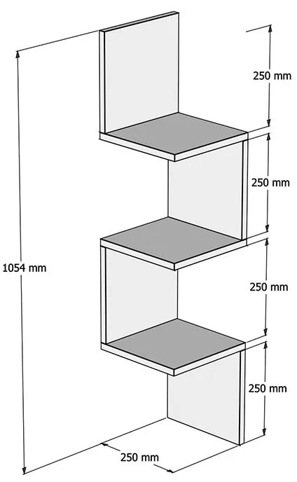 Ραφιέρα γωνιακή τοίχου Insta pakoworld καρυδί 25x25x105,5εκ - 120-000170