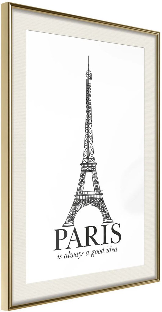 Αφίσα - Eiffel Tower - 20x30 - Χρυσό - Με πασπαρτού