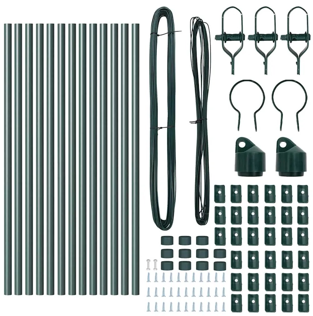 vidaXL Στύλος Περιφράξεων 13 pcs Πράσινο Ατσάλι