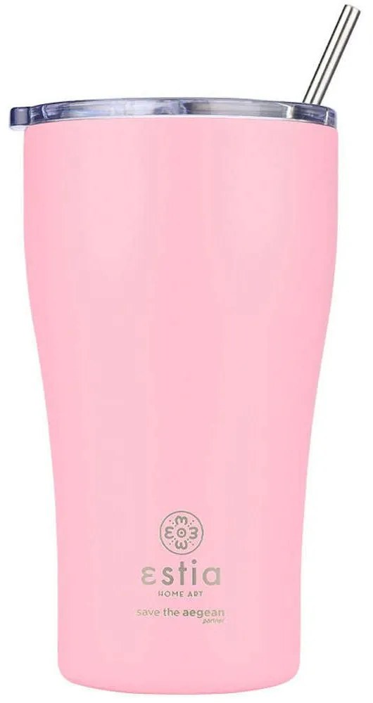 Ποτήρι - Θερμός Με Καλαμάκι Save The Aegean 01-23157 500ml Blossom Rose Estia