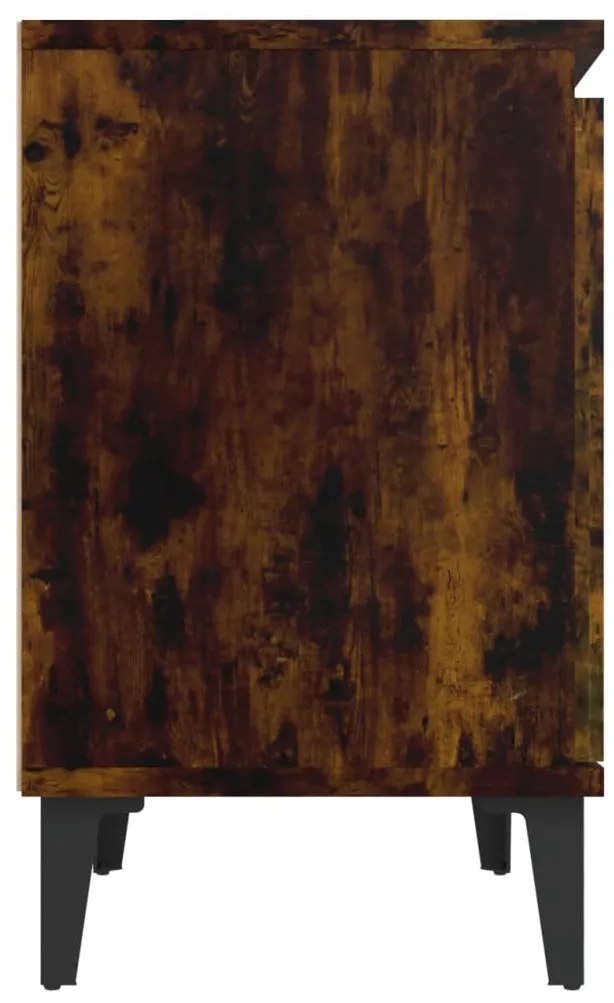 Κομοδίνα Καπνιστή Δρυς 40 x 30 x 50 εκ. με Μεταλλικά Πόδια 813117