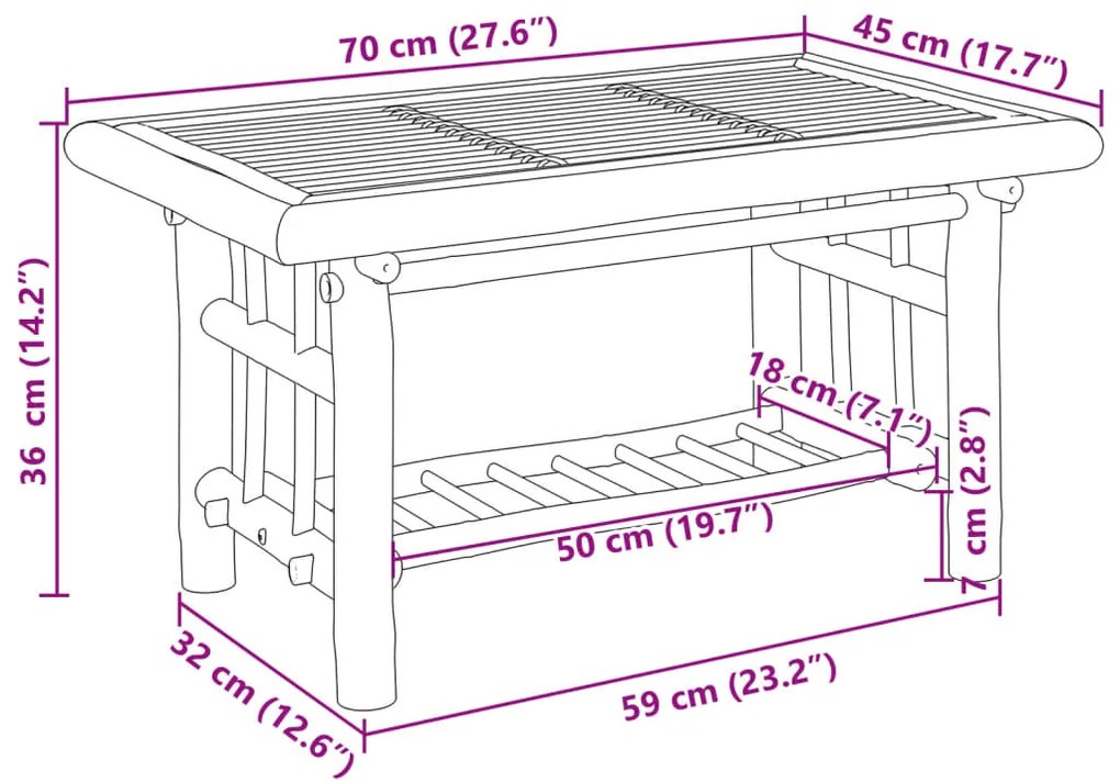 ΤΡΑΠΕΖΑΚΙ ΣΑΛΟΝΙΟΥ 70 X 45 X 36 ΕΚ. ΑΠΟ ΜΠΑΜΠΟΥ 368045