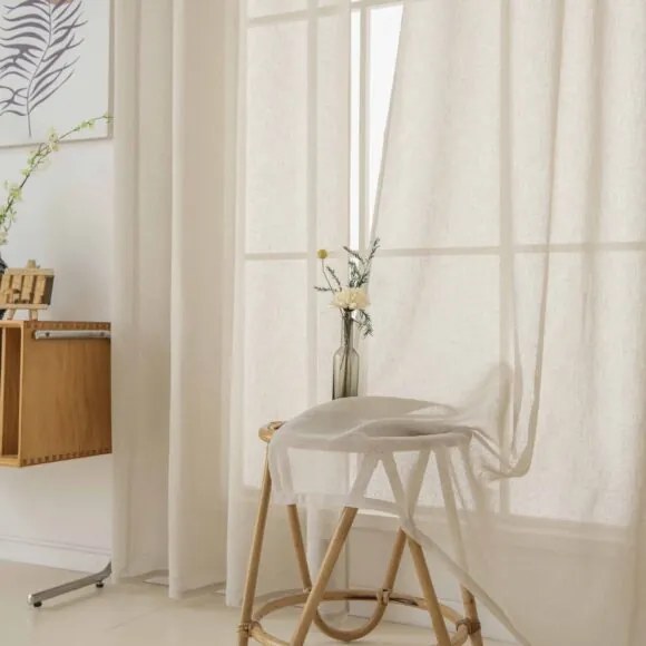 Beauty Home Κουρτίνα γάζα μονόχρωμη με 8 μεταλλικούς κρίκους Fit Art 8447 140x270 Μπεζ