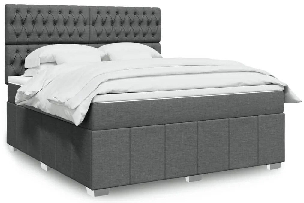 vidaXL Κρεβάτι Boxspring με Στρώμα Σκούρο Γκρι 180x200 εκ Υφασμάτιν