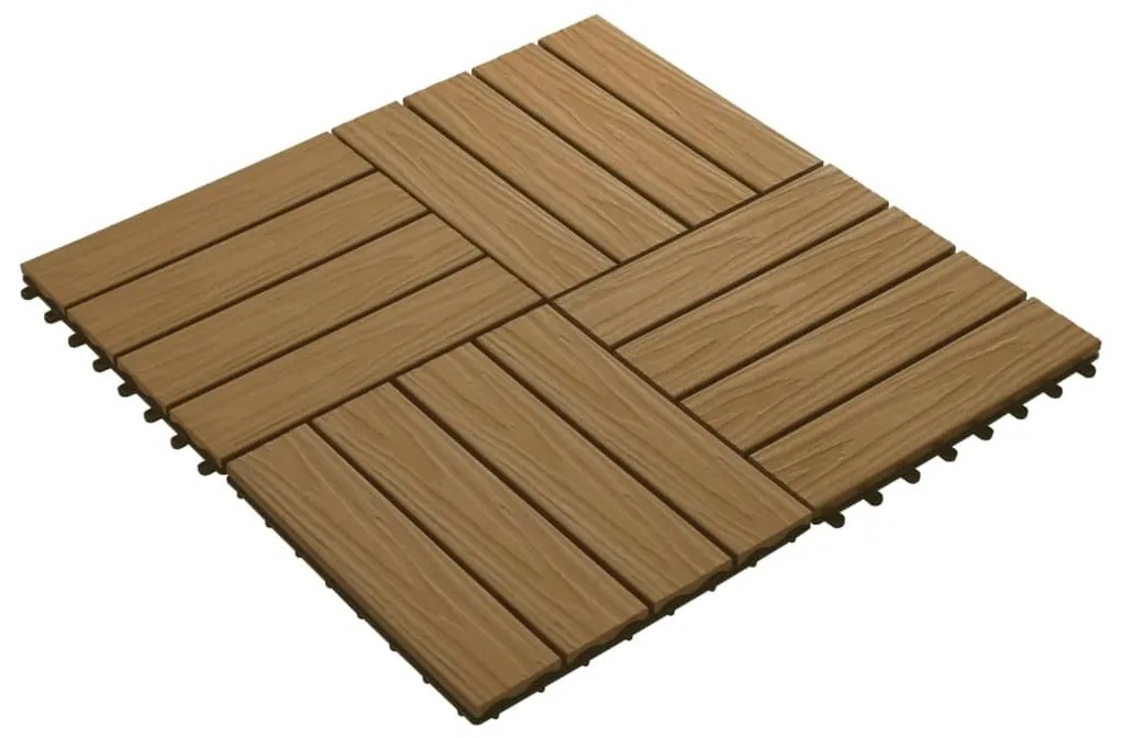 vidaXL Πλακάκια Deck 11 τεμ. Ανάγλυφα Χρώμα Teak 30x30 εκ. 1 μ² WPC