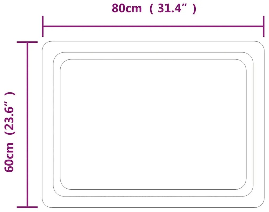 vidaXL Καθρέφτης Μπάνιου με LED 80x60 εκ.