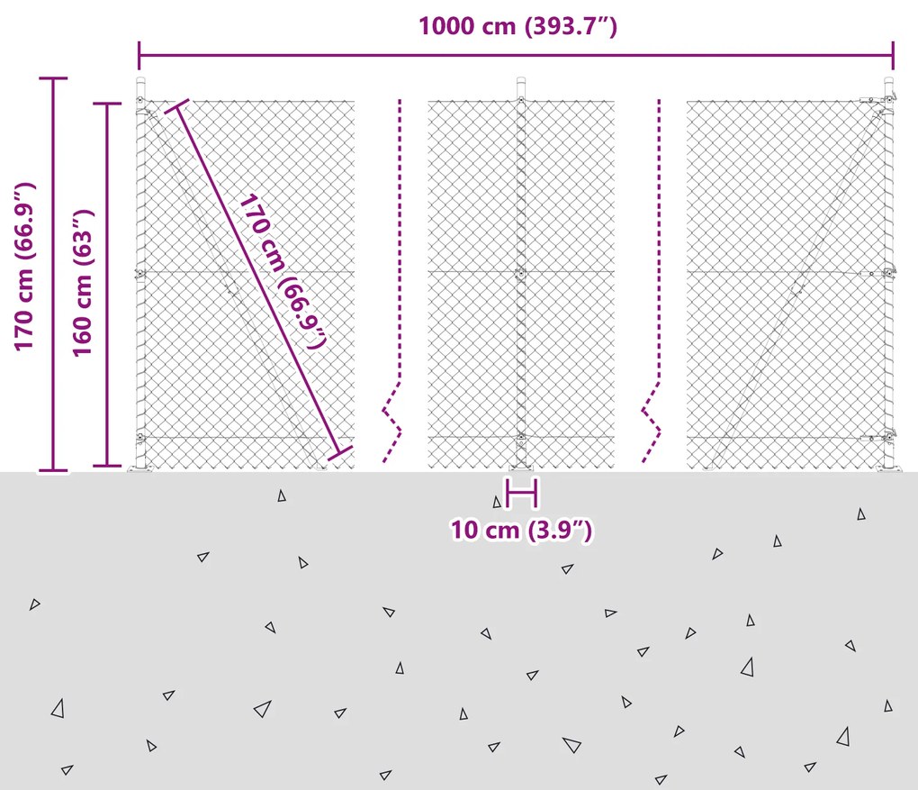 vidaXL Σετ Στύλων Φράχτη Ασημί 10 x 1.6 μ Επικαλυμμένος Χάλυβας