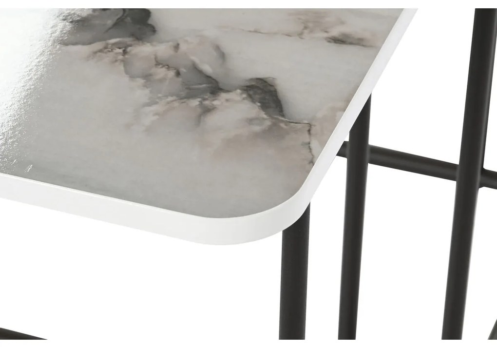 Σετ με 2 τραπέζια DKD Home Decor Λευκό Μαύρο 51 x 43 x 49 cm