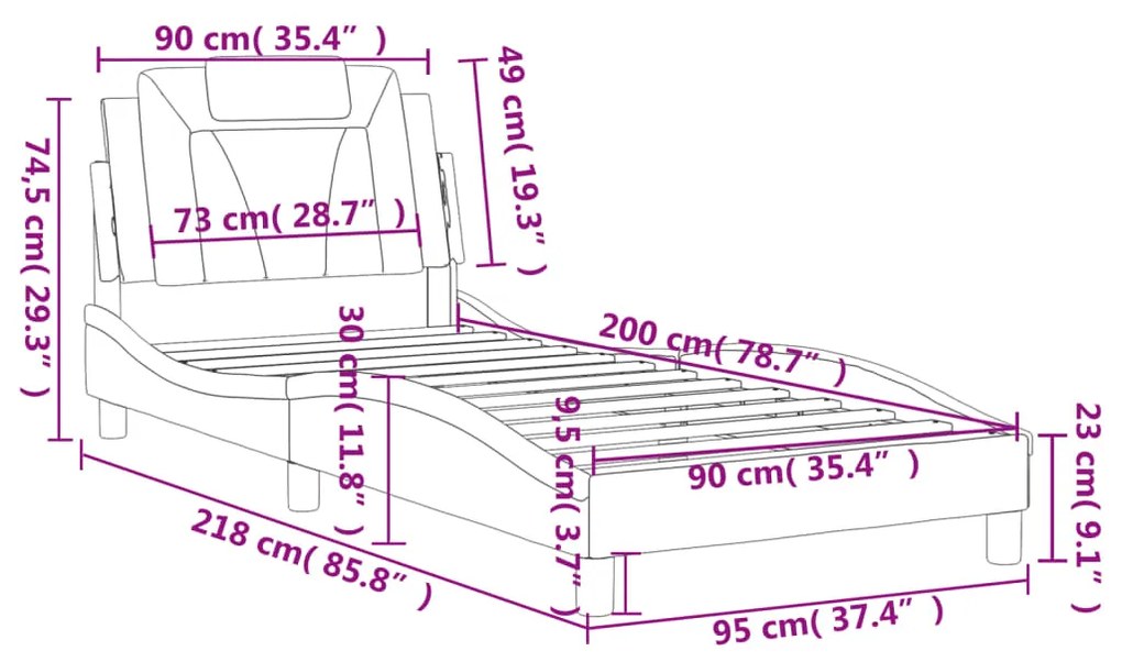 Πλαίσιο Κρεβατιού με Κεφαλάρι Λευκό 90x200 εκ. Συνθετικό Δέρμα - Λευκό