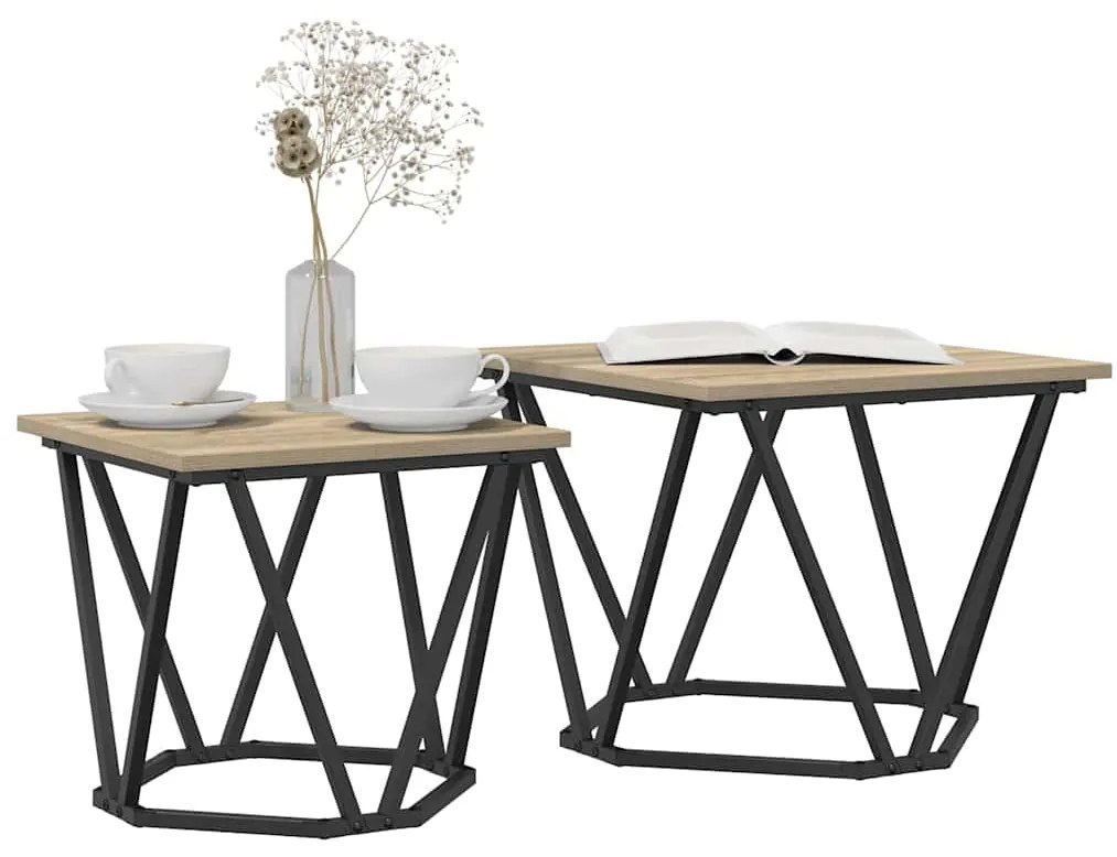 vidaXL Σετ βοηθητικά τραπεζάκια 2 pcs Sonoma Δρυς 50 x 50 x 40 cm