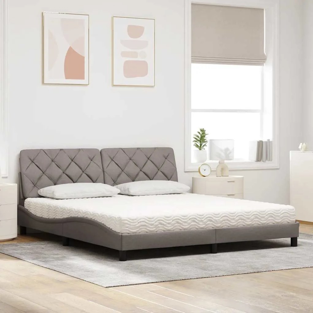 vidaXL Κρεβάτι Taupe 180x200 εκ. Υφασμάτινο