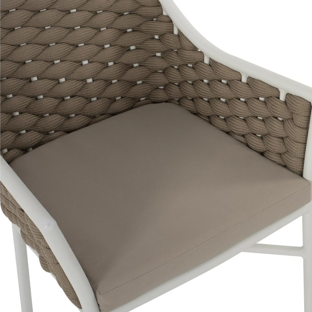 Καρέκλα - Πολυθρόνα C5858.02 Λευκή με Σχοινί Μπέζ 56x58x76Yεκ. 56x58x76 εκ.