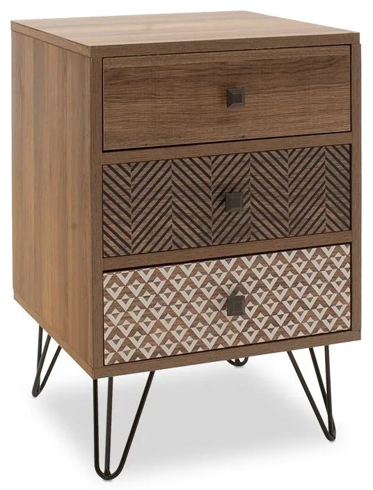 Κομοδίνο Boho 066-000007 40x40x59 Walnut Mdf, Metal