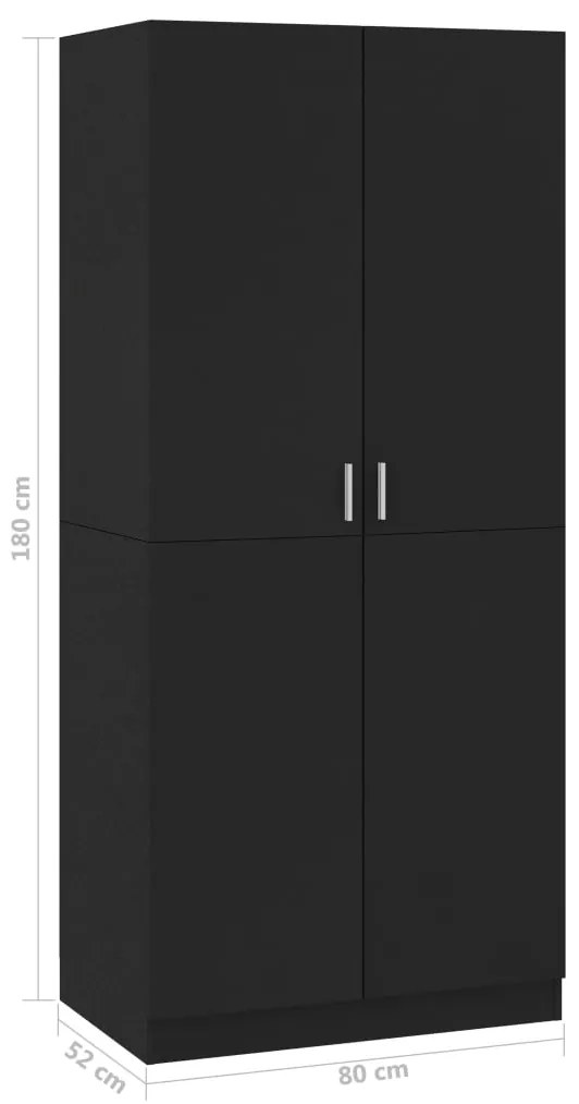 Ντουλάπα Μαύρη 80 x 52 x 180 εκ. από Επεξ. Ξύλο 800622