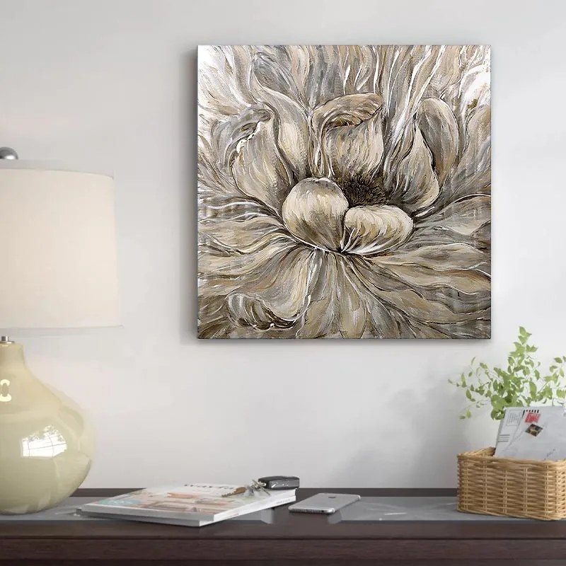 Πίνακας σε καμβά Golden Flowers Megapap ψηφιακής εκτύπωσης 50x50x3εκ. - GP033-0029 - GP033-0029