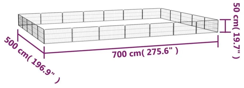 Παρκοκρέβατο Σκύλου 24 Πάνελ Μαύρο 100x50εκ Ατσάλι Βαφή Πούδρας - Μαύρο