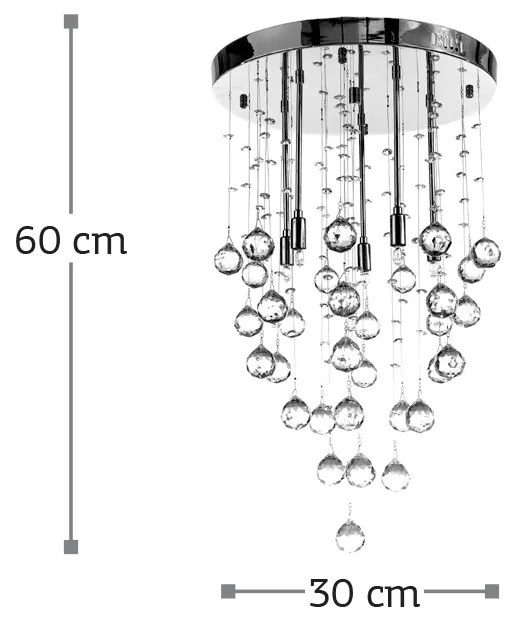 Φωτιστικό οροφής από χρώμιο μέταλλο και διάφανα κρύσταλλα (5201-Γ) - 5201-Γ