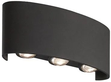 POWERTECH LED φωτιστικό τοίχου HLL-0161, 6W, 4000K, 480lm, IP65, μαύρο