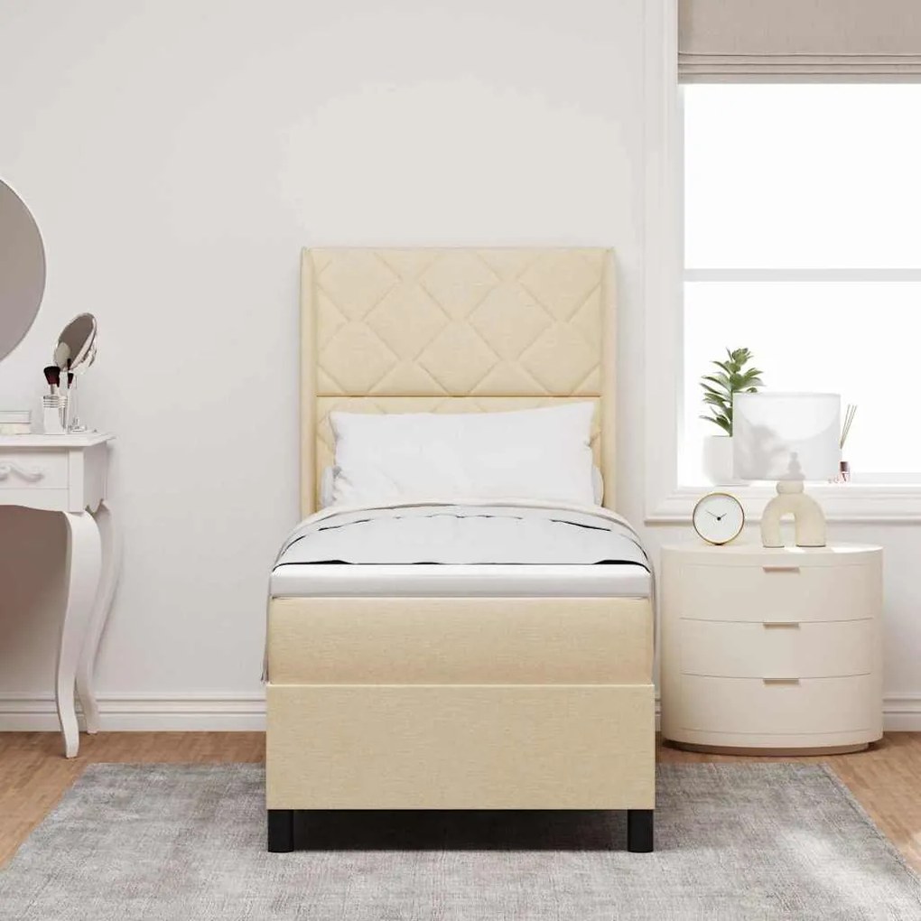 vidaXL Κρεβάτι με ελατήρια με στρώμα Κρεμ 80 x 200 cm ύφασμα