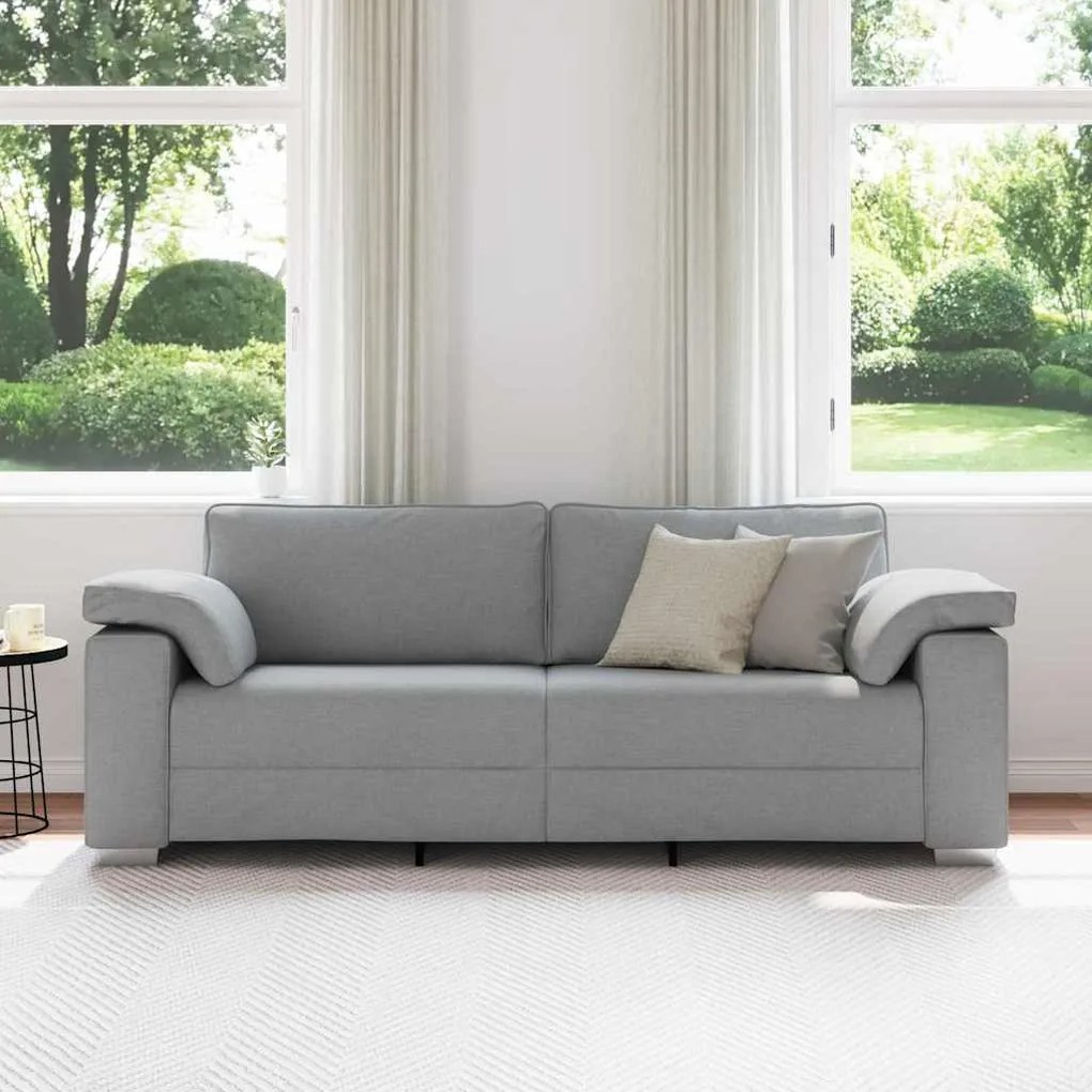 vidaXL Καναπές με μαξιλάρι Ανοιχτό γκρι 219 x 77 x 82 εκ ύφασμα