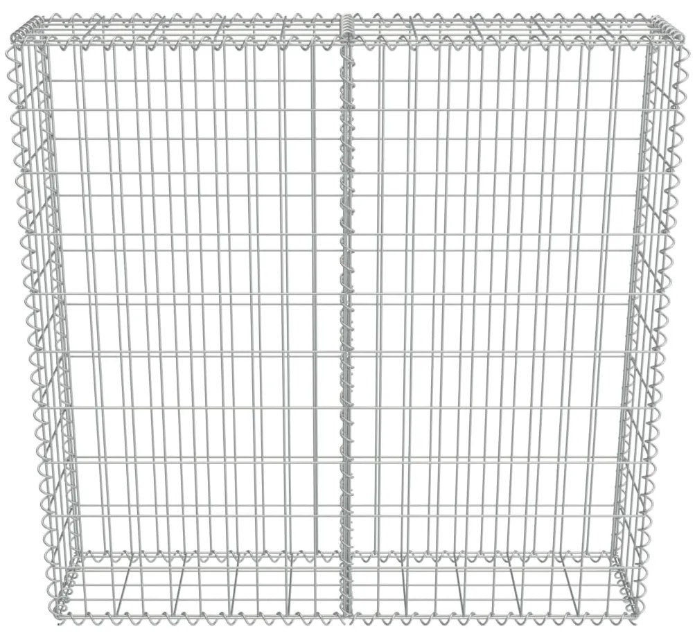 Συρματοκιβώτιο Τοίχος 100x20x100 εκ. Γαλβαν.Χάλυβας + Καλύμματα - Ασήμι