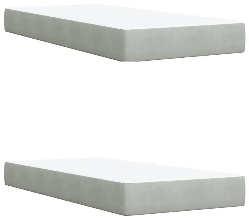 Κρεβάτι Boxspring με Στρώμα Ανοιχτό Γκρι 200x200 εκ. Βελούδινο - Γκρι