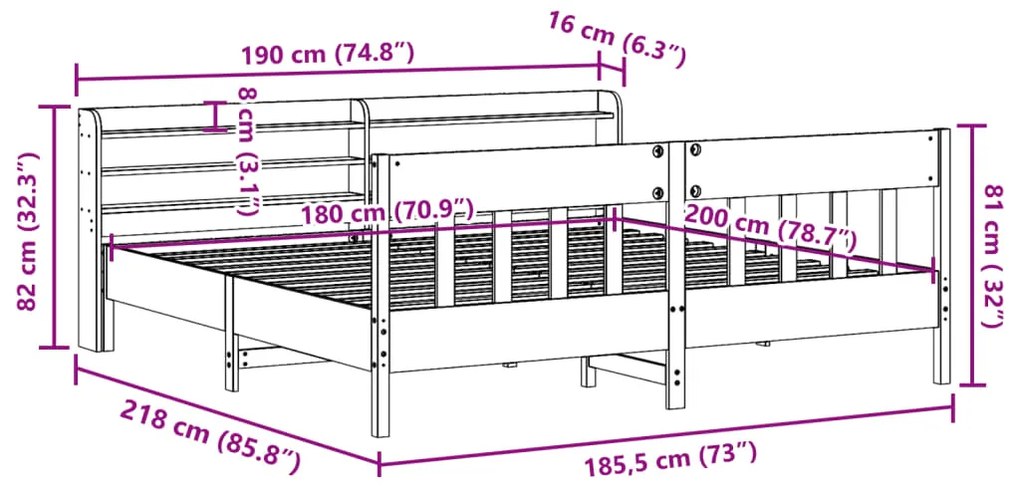 ΣΚΕΛΕΤΟΣ ΚΡΕΒΑΤΙΟΥ ΧΩΡΙΣ ΣΤΡΩΜΑ 180X200 ΕΚ ΜΑΣΙΦ ΞΥΛΟ ΠΕΥΚΟΥ 3306996