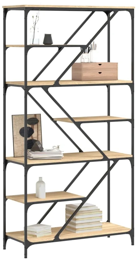 vidaXL Βιβλιοθήκη Sonoma Δρυς 91 x 36 x 176 εκ. Επεξεργ. Ξύλο / Ατσάλι