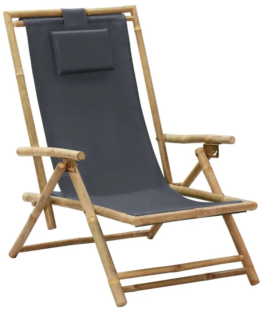 vidaXL Σεζλόνγκ Ανακλινόμενη Σκούρο Γκρι από Μπαμπού και Ύφασμα