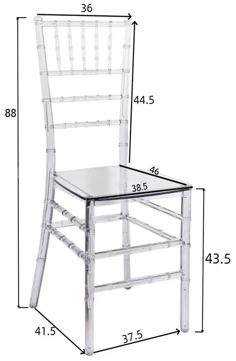 Καρέκλα Tiffany διάφανο pc 38.5x46x88εκ 38x38.5x88 εκ.