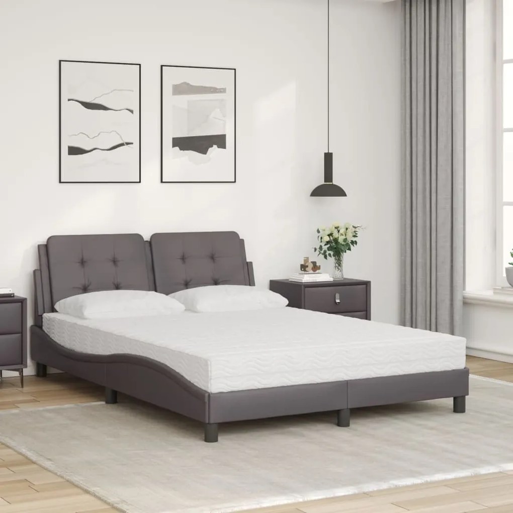 vidaXL Κρεβάτι με Στρώμα Γκρι 120x200 εκ. από Συνθετικό Δέρμα