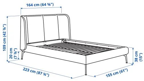 TUFJORD κρεβάτι με επένδυση, 140x200 cm 004.464.02