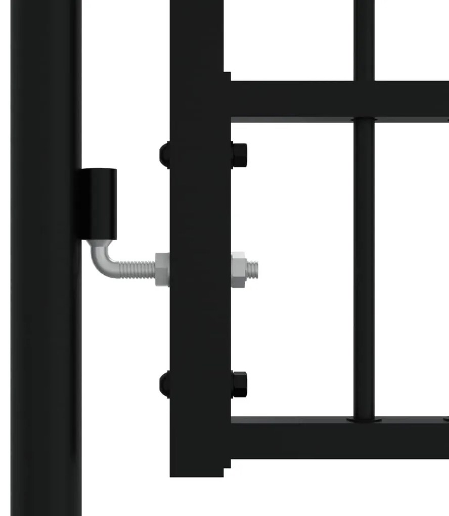 vidaXL Πόρτα Περίφραξης με Κορυφή Δόρυ Μαύρη 305x175 εκ. από Ατσάλι με Ηλεκτροστατική Βαφή