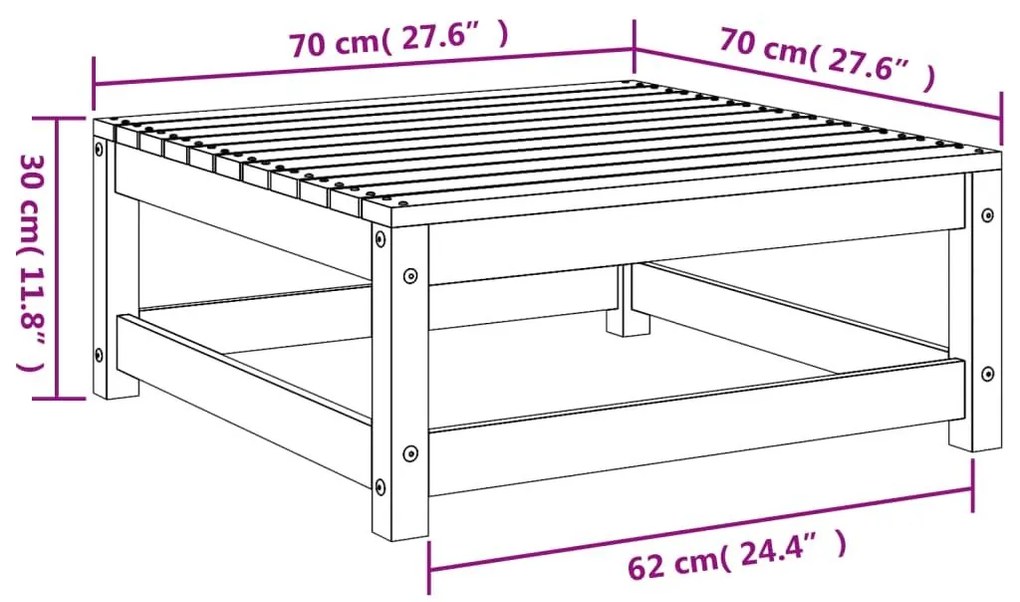 Υποπόδιο Κήπου Καφέ 70 x 70 x 30 εκ. από Μασίφ Ξύλο Πεύκου - Καφέ