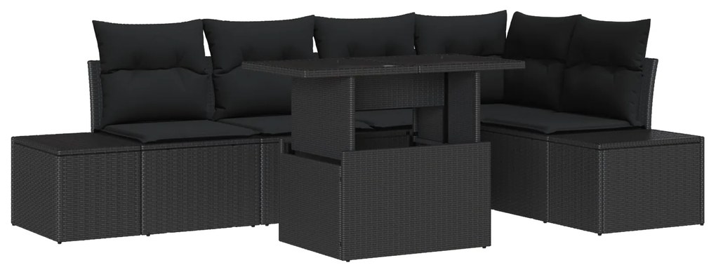 vidaXL Σετ Καναπέ Κήπου 6 pcs Μαύρο 100 x 55 x 73 εκ. PE ρατάν