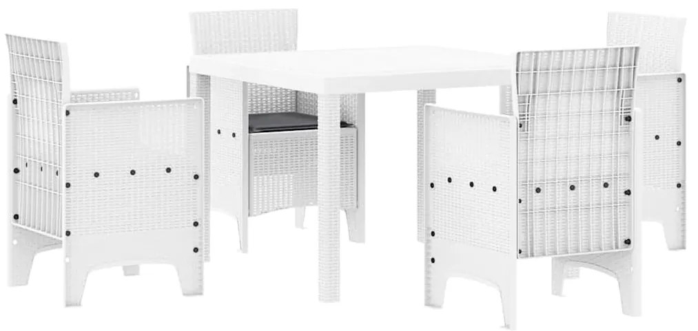 vidaXL Σέτ φαγητού για κήπο 5 pcs Λευκό Rattan Polt