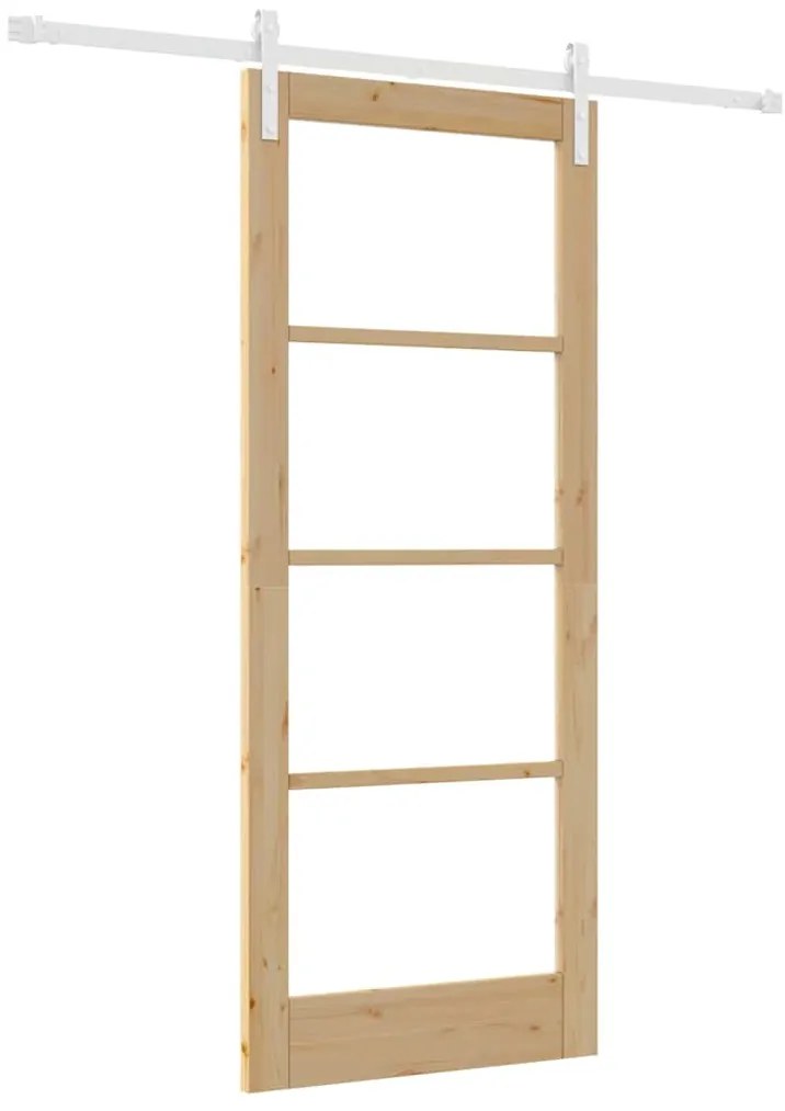 vidaXL Συρόμενη Πόρτα ORKDAL Καφέ 83 x 202 εκ. Μασίφ ξύλο πεύκου