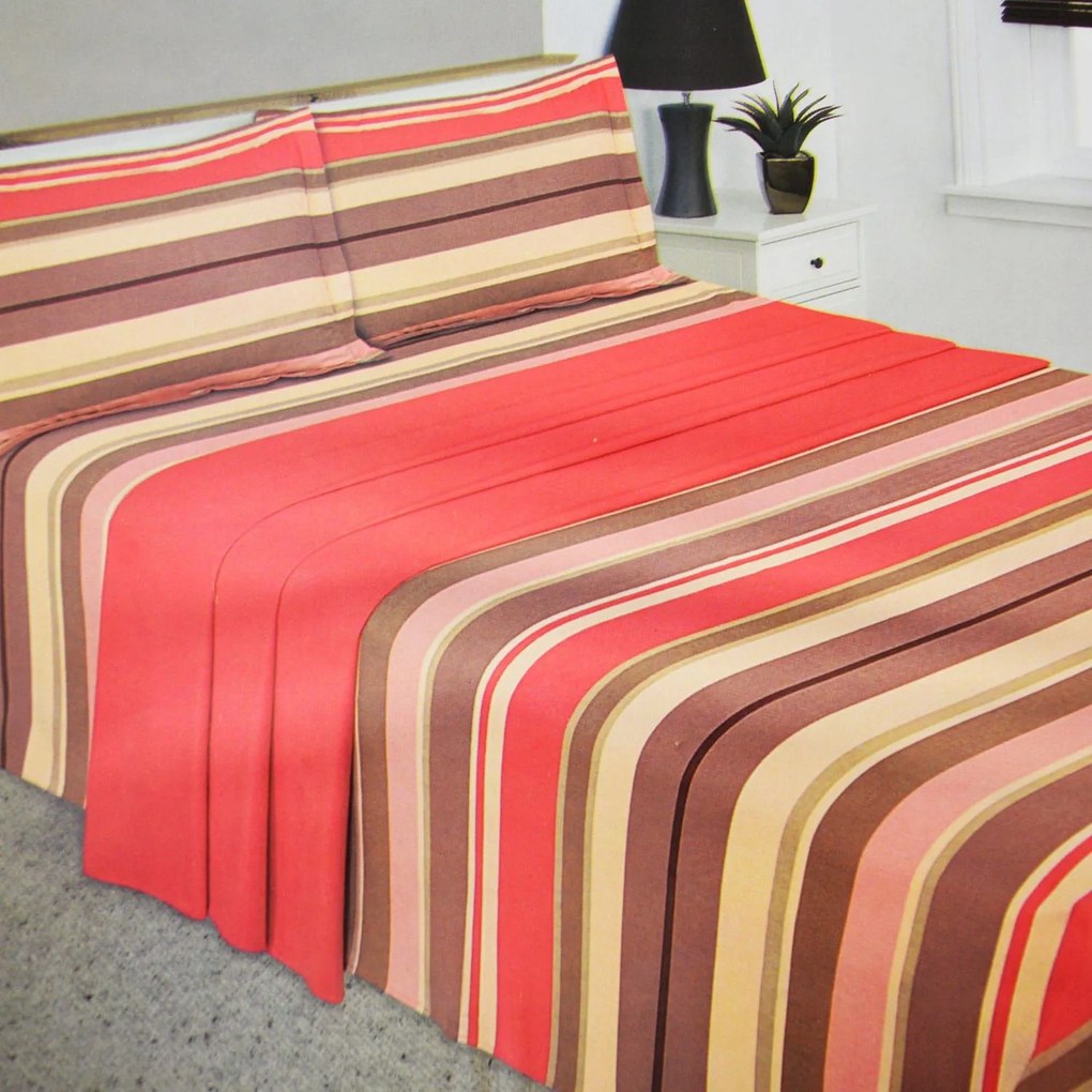 Σεντόνια Σετ 4Τμχ. Α.R. BMB Stripe Pink PRE Μονό 160x260cm Χωρίς Λάστιχο 100% Cotton
