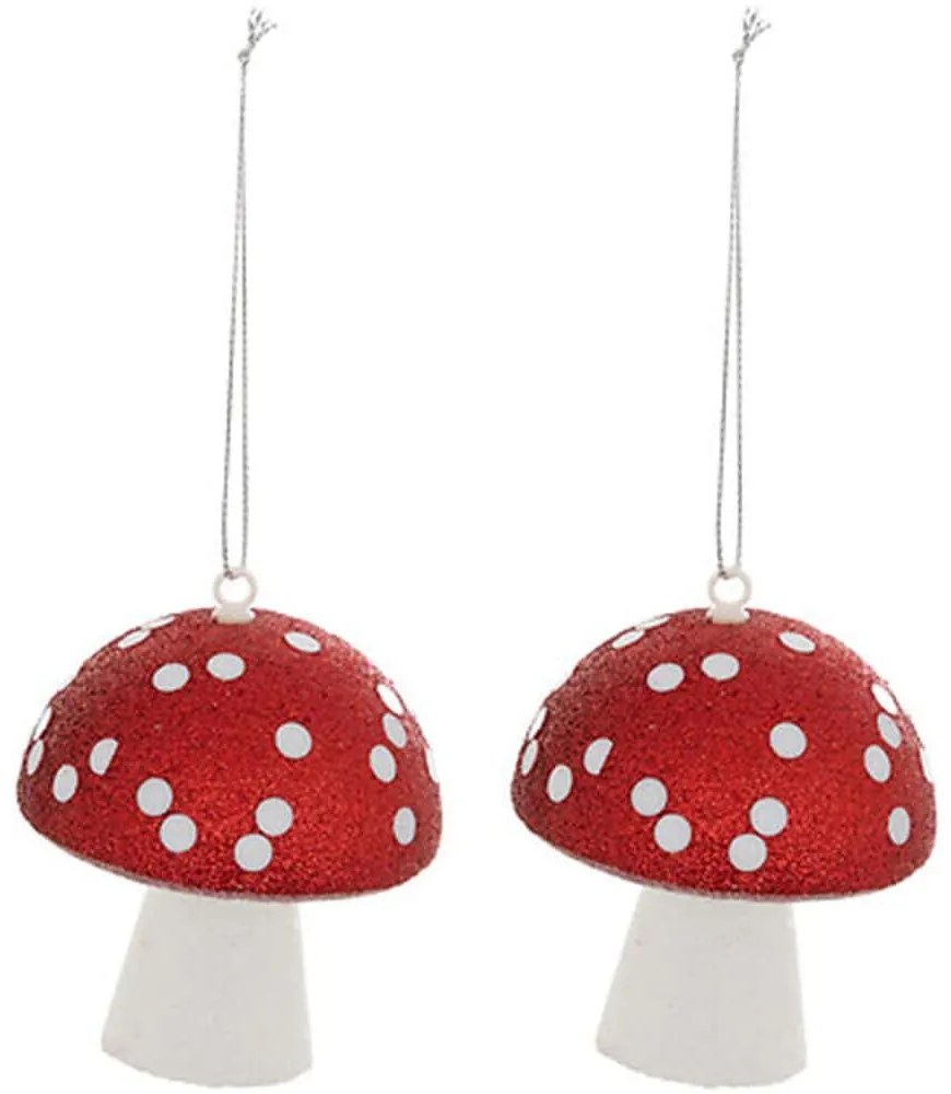 Χριστουγεννιάτικα Στολίδια Μανιτάρια (Σετ 2Τμχ) 07.207950 8x9cm White-Red