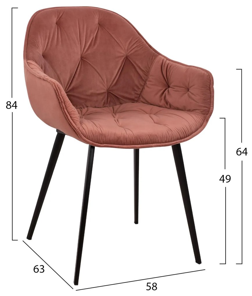 Καρέκλα-Πολυθρόνα BETHANY Βελούδο Σάπιο Μήλο 58x63x84Υεκ. 58x63x84 εκ.
