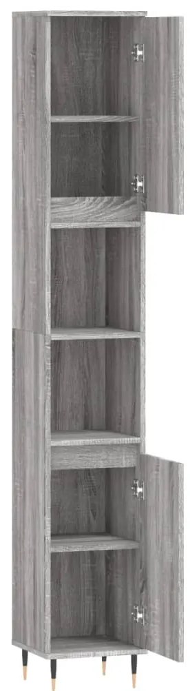 vidaXL Ντουλάπι Μπάνιου Γκρι Sonoma 30x30x190 εκ. Επεξεργασμένο Ξύλο